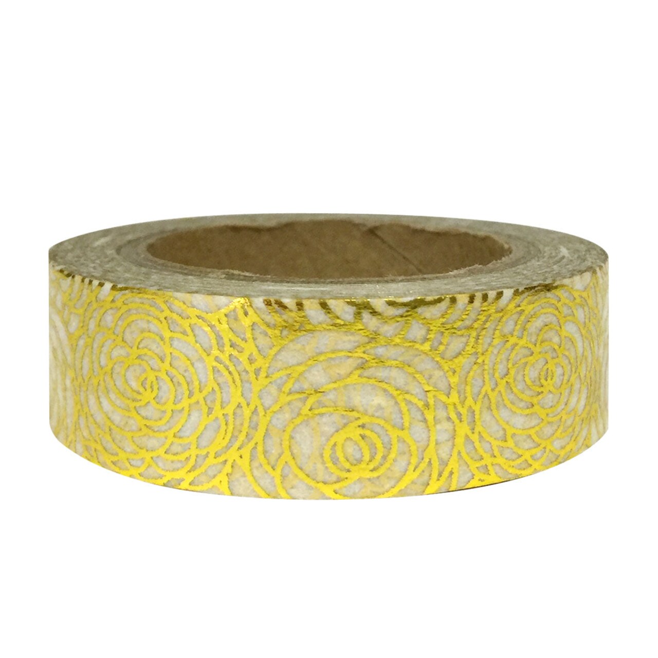 Wrapables Colorful Washi Masking Tape, Metallic Gold Peonies